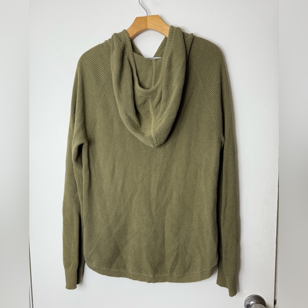 Lauren Ralph Lauren army green, waffle knit, cotton, pop over hoodie M - Picture 2 of 7